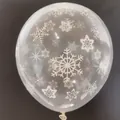 12-inch clear latex balloon featuring white snowflake patterns for winter party decor - Transparent Balloon White Snowflake Star Print