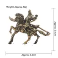 Detail view of solid brass horse figurine Guan Yu with dimensions 5.4cm high and 6.2cm wide - Riding Guan Gong