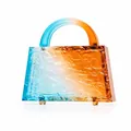 Transparent acrylic gradient tote bag with blue white orange colors and ice crack texture - Coffee