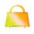 Trendy gradient orange bubble acrylic tote bag with water ripple texture and top handle - Orange Red