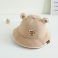 Cute khaki baby sun hat with 3D bear ears and cartoon embroidery decoration - 8 Months-3 Years (46-50cm) / 22 Khaki (B Bear)