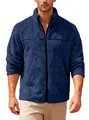 Giacca in pile blu scuro da uomo con cerniera lampo, collo alto e tasche laterali - S / Blu navy