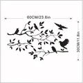 Black bird on branch silhouette wall decal for living room measuring 60x30 cm - Medium Style (57*30CM) / Black