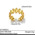 Verstellbarer 18K vergoldeter Edelstahlring mit Nietenstruktur für Damen und Herren - Gold