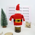 Christmas knitted wine bottle sweater and hat set in red and white festive holiday decor - Red Santa Outfit Style