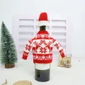 Christmas knitted reindeer sweater and hat wine bottle cover for festive table decor - Red Reindeer