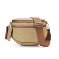 Borsa a tracolla in paglia a conchiglia con mini borsellino e cinturino largo - Paglia Marrone