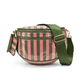 Borsa a tracolla a conchiglia a righe rosa e verdi con ampia tracolla in tessuto - Verde a Righe