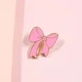 Elegant pink enamel bow brooch with gold metal edges for clothing and bag accessories - Pink Bowknot (171)