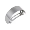 Brushed silver metal ponytail spring clip with curved minimalist alloy design - 5cm / Brushed Silver