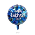 Blue 18 inch Happy Father's Day foil balloon with star patterns for party decor - 18 Inch Stars Father's Day Round