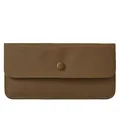 Elegante portafoglio lungo a busta da donna in pelle marrone scuro grana litchi - Cachi