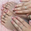 Press-on nail set featuring French pink leopard print and 3D bow design for hands and feet - Pink Bowknot Leopard Hand and Foot Set Style (2XZ1-14473)