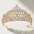 Vintage Barock Gold-Diadem mit weißen Strasssteinen für Hochzeiten und Partys - Gold