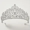 Elegant silver Baroque bridal tiara with sparkling pear-cut rhinestones and zircons - Silver
