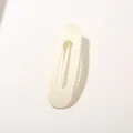 Matte cream hollowed-out 11cm hair clip with durable minimalist oval design - Cream White (Bulk)