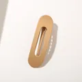 Barrette à cheveux ovale évidée jaune gingembre mat 11cm avec pince métallique - Kaki (En Vrac)