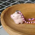 Mignon porte-clés cochon rose en peluche avec chaîne à billes pour accessoire de sac - Cochon Rose Floqué