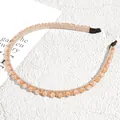 Baroque style champagne beaded headband with sparkling crystals and thin gold metal frame - Champagne with Mixed Crystals