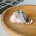 Pendentif hérisson en laine feutrée rose et gris avec chaîne et fermoir en métal - Hérisson