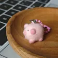 Porte-clés cochon rose mignon en peluche avec anneau métallique et texture douce - Cochon Rose