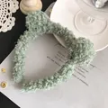Soft plush light green bear ear headband made of warm faux fur for women hair styling - Green Bear Ears