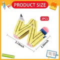 Vue détaillée de lot de 3 pinces à cheveux en forme de crayon jaune de 8 cm de longueur - Style Crayon en Forme de W (6092981765285)