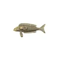 Detailed macro view of vintage solid brass stingray figurine showing fish scales texture - Carp