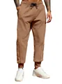 Pantaloni sportivi uomo marrone cammello con coulisse in vita e cuciture laterali lunghe - S / caffè