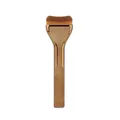 Flacher Foundationpinsel mit dichten braunen Borsten und roségoldenem Metallgriff - Braun