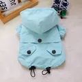 Light blue pet hooded windbreaker for small dogs and cats with adjustable drawstring - Sky Blue (Hooded Raincoat)