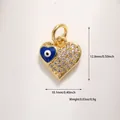 Gold heart evil eye pendant with blue enamel and pavé crystals for bracelet making - Blue Evil Eye Heart