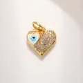 Gold-plated heart pendant with evil eye motif and sparkling cubic zirconia stones - White Evil Eye Heart