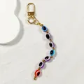 Portachiavi etnico occhio del diavolo con perline di resina colorate e anello d'oro - Perline Ovali Multicolore