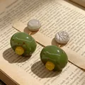 2605157 Retro Green Earrings