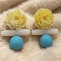 2605166 Yellow Petal Round Earrings