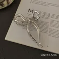Grande pince à cheveux ruban en métal argenté 10,5cm pour un style français élégant - Pince à Cheveux Nœud (10.5cm)