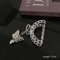 Pince à cheveux en métal argenté avec pendentif papillon et design de chaîne, 7.5 cm - Chaîne Demi-cercle Papillon Argent