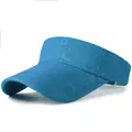 Lake blue sun visor hat with breathable mesh fabric for outdoor running and sports - One Size Adjustable / Sapphire Blue