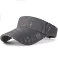 Dark grey camouflage empty top sun visor hat with breathable perforated fabric - One Size Adjustable / Dark Gray