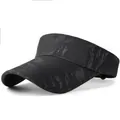 Dark grey camo pattern sun visor hat with breathable mesh and wide brim design - One Size Adjustable / Black