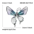 Elegante zilverkleurige vlinderbroche met paars verloop en sprankelende pailletten - Paars (zilveren basis)