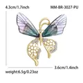 Elegante gouden vlinderbroche met paarse gradiënt vleugels en witte strassteen - Paars