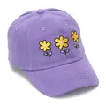Detailed close-up of yellow flower embroidery on light purple cotton baseball cap - 52-54cm (Suggested for 2-6 Years) / Purple Blue
