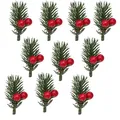 10er-Set künstliche Tannennadeln mit roten Beeren für Weihnachtsdekorationen - Simulation Kiefernnadel mit roten Beeren (Mini)