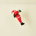 Hanging Santa Claus on white rope decoration wearing classic red and green outfit - 25CM Climbing Rope Santa (Double)