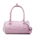 Pink polka dot mini Boston bag with glossy finish and detachable shoulder strap - Pink Without Pendant