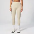 High Waist Yoga-Leggings in Creme mit schwarzen Seitenstreifen für Fitness und Laufen - S / Beige Aprikose