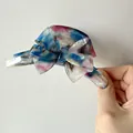 Elegant aurora gradient acetate hair claw clip with double-sided bow and gold lettering - Bow Style / Blue