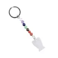 Porte-clés ange en pierre naturelle chakra avec perles de cristal et pendentif blanc - Cristal blanc